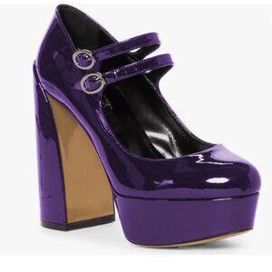 FOWT Gothic Lolita Platform Mary Janes Shoes for Women Two Ankle Buckles Purple
